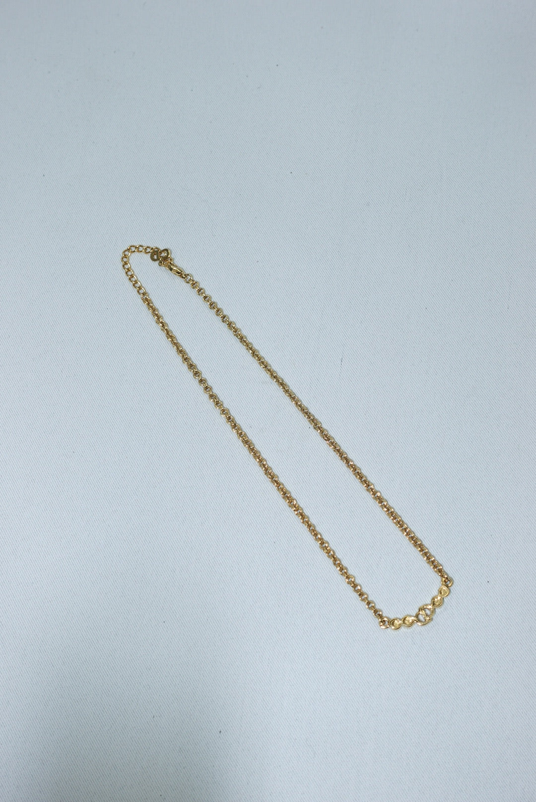 Christian Dior Gold Toned Vintage Necklace CD Logo Crystals