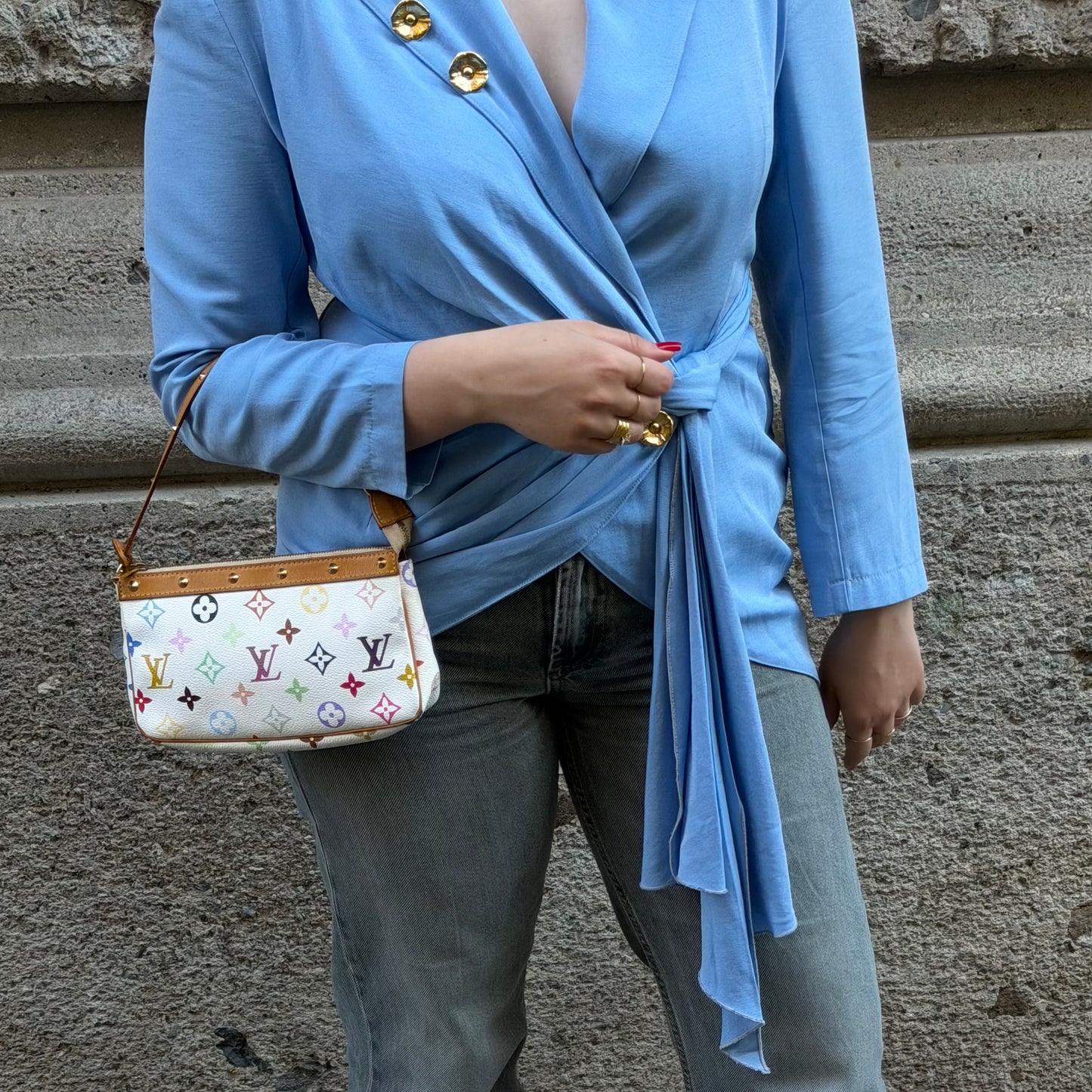 Louis Vuitton Murakami Pochette White Monogram Canvas