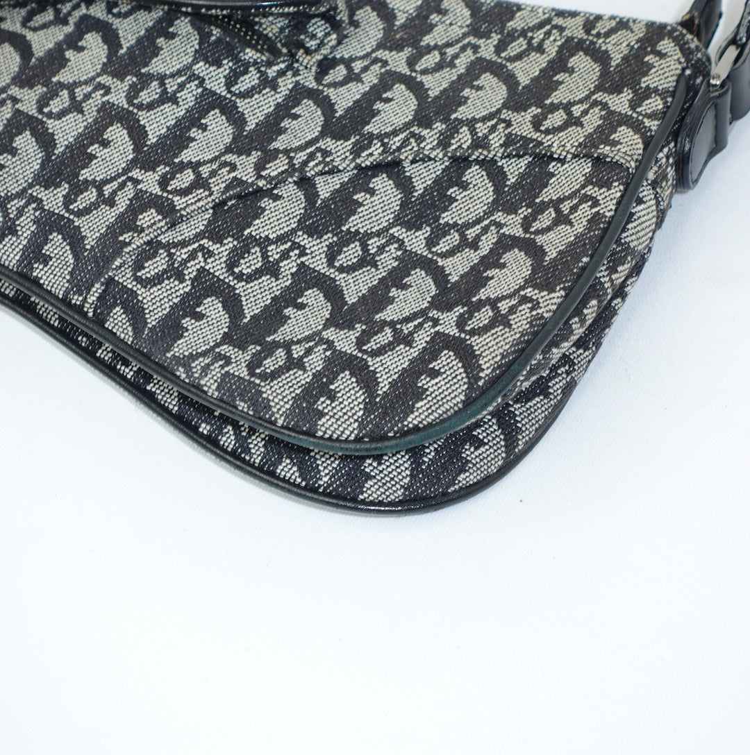 Dior Saddle Flap Monogram Canvas Shoulder Bag