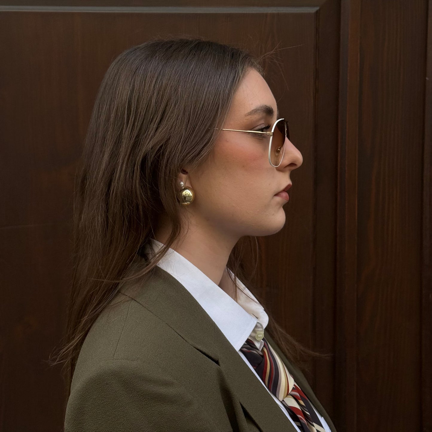 Yves Saint Laurent White Frame Aviator Sunglasses