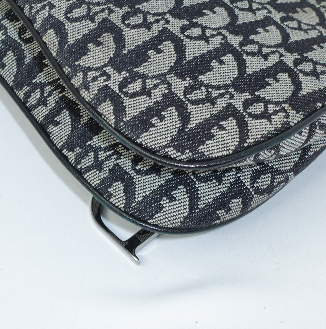 Dior Saddle Flap Monogram Canvas Shoulder Bag