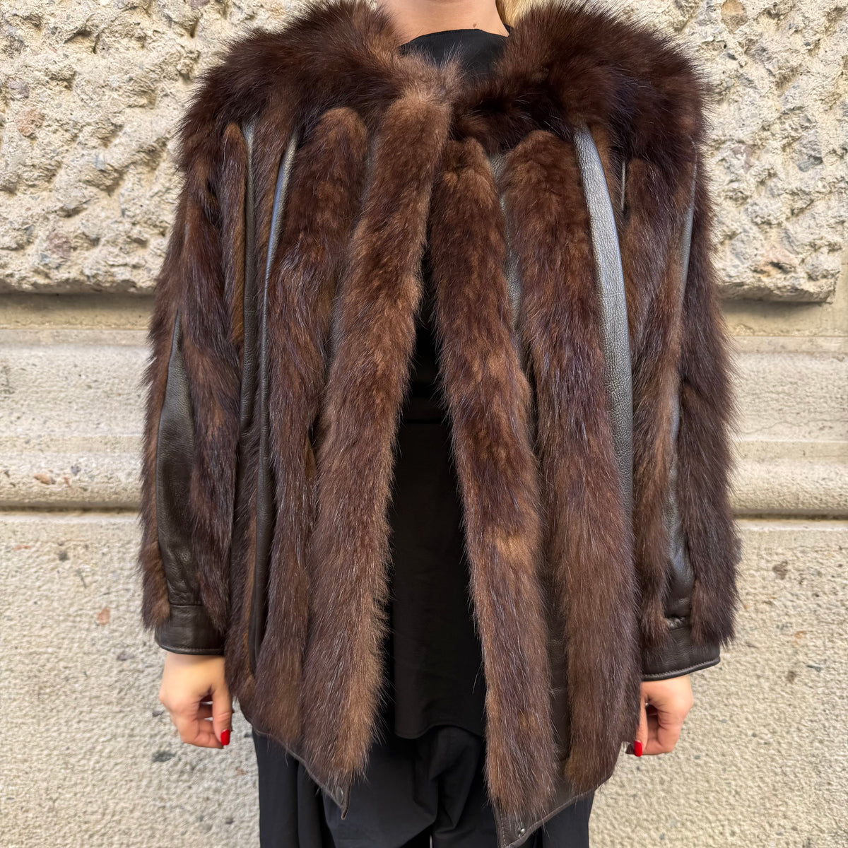 Leather and Mink Fur Jacket