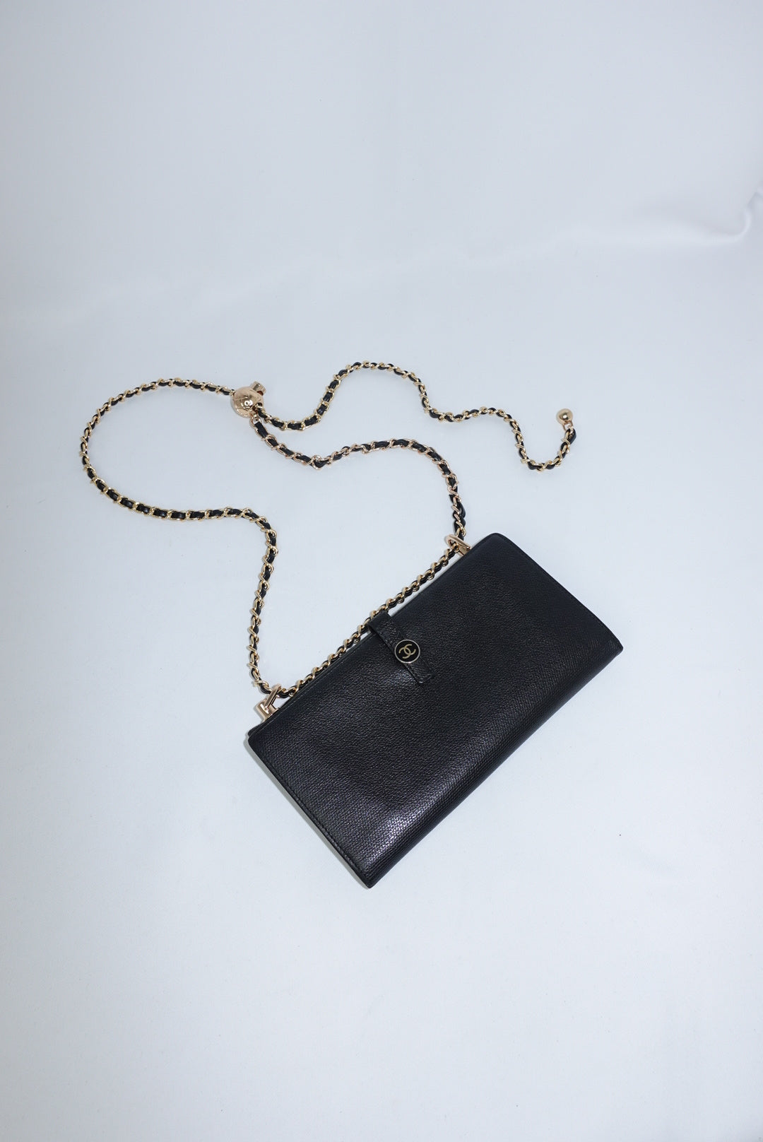 Chanel Re-Worked Black Caviar Double Sided W.O.C round logo