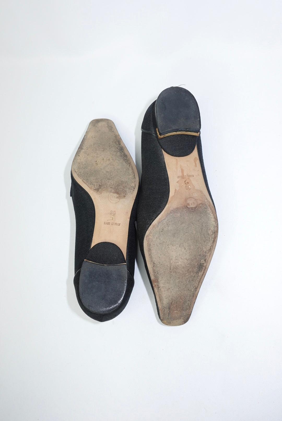 Chanel Vintage Black and Gold Loafers