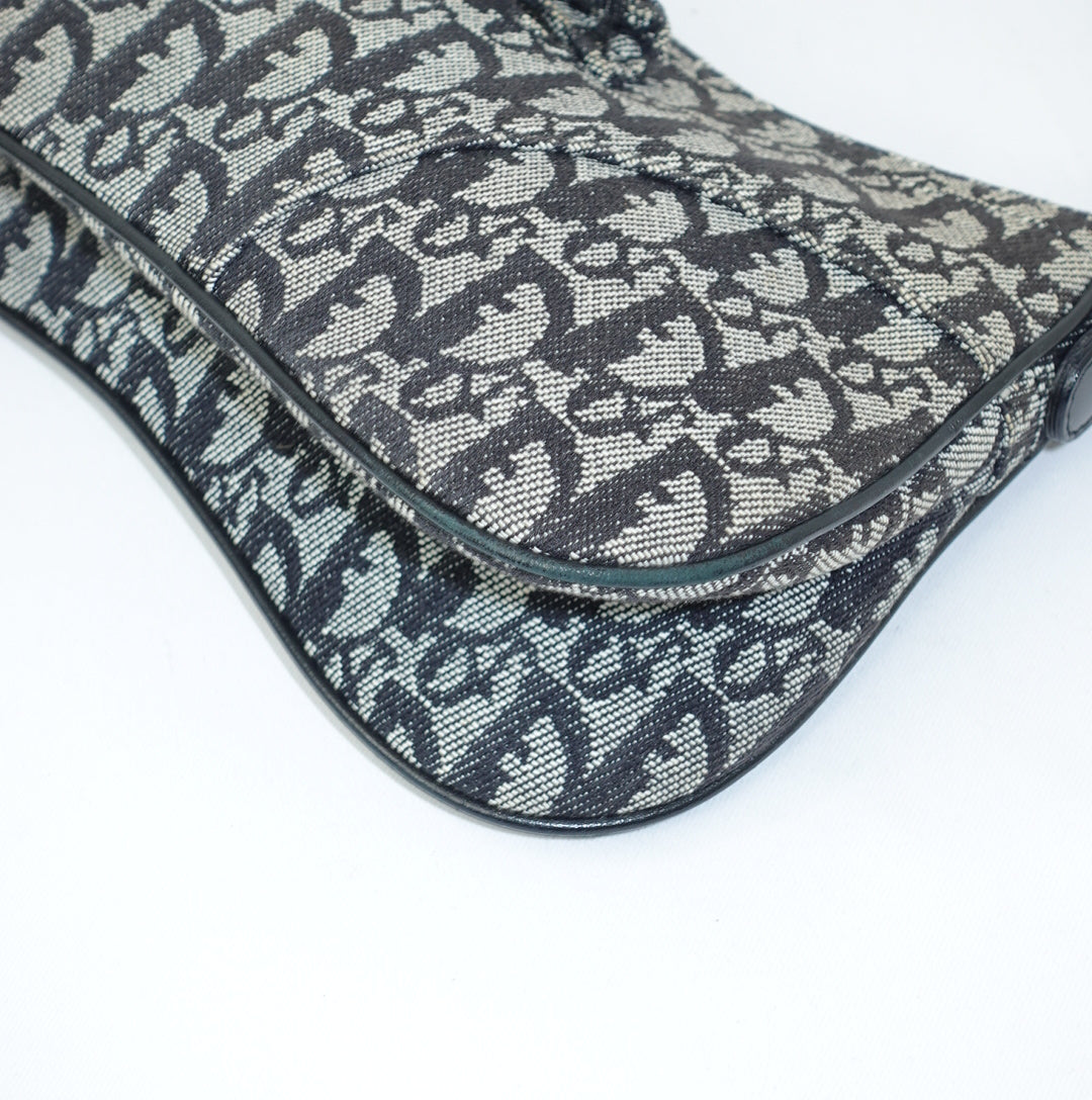 Dior Saddle Flap Monogram Canvas Shoulder Bag