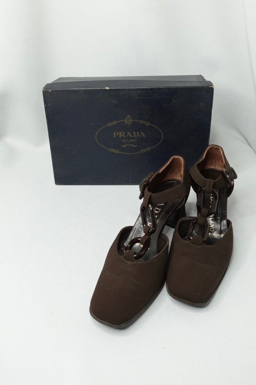 Vintage Prada Brown Tec. Fabric Pumps