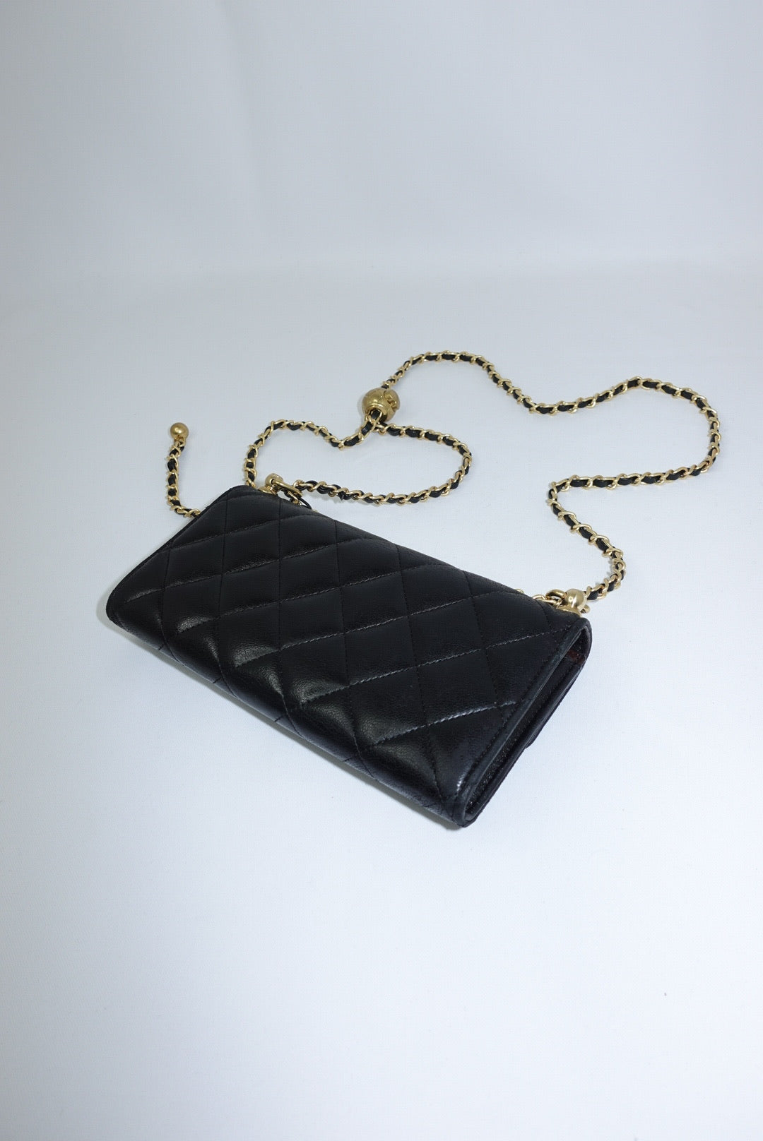Chanel Re-Worked Black Timeless Flap Vintage Wallet with Chain