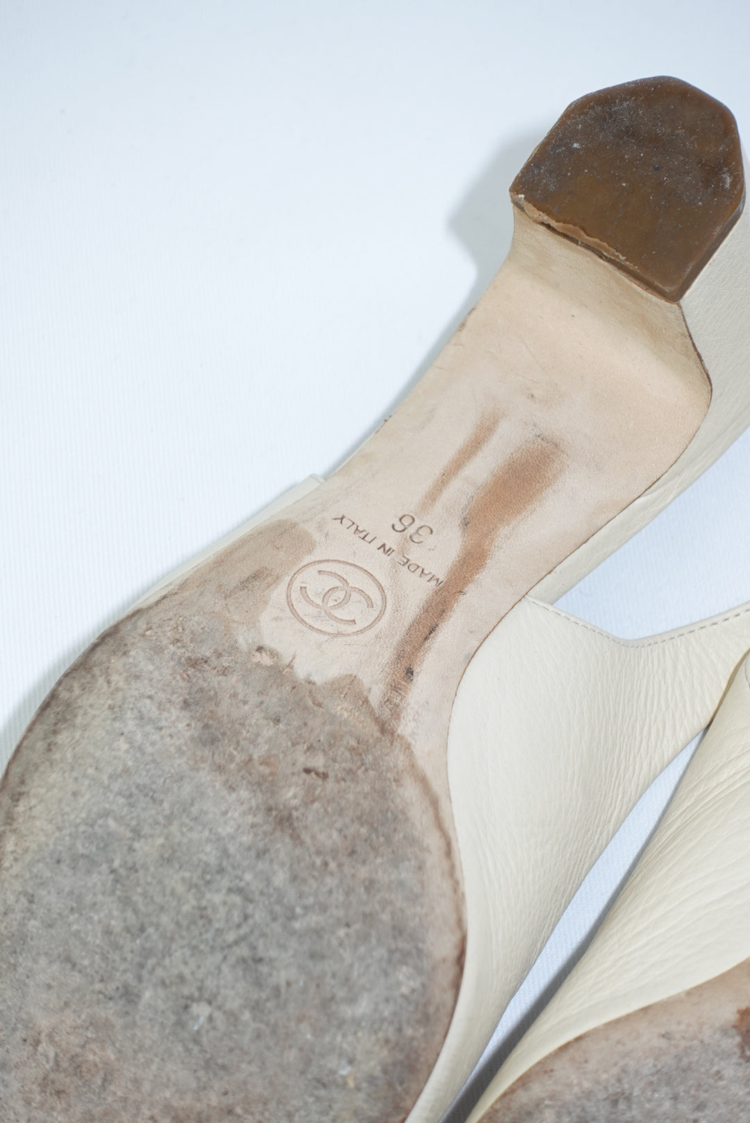 Chanel Slingback Vintage Black and White Ballerina Heels 36