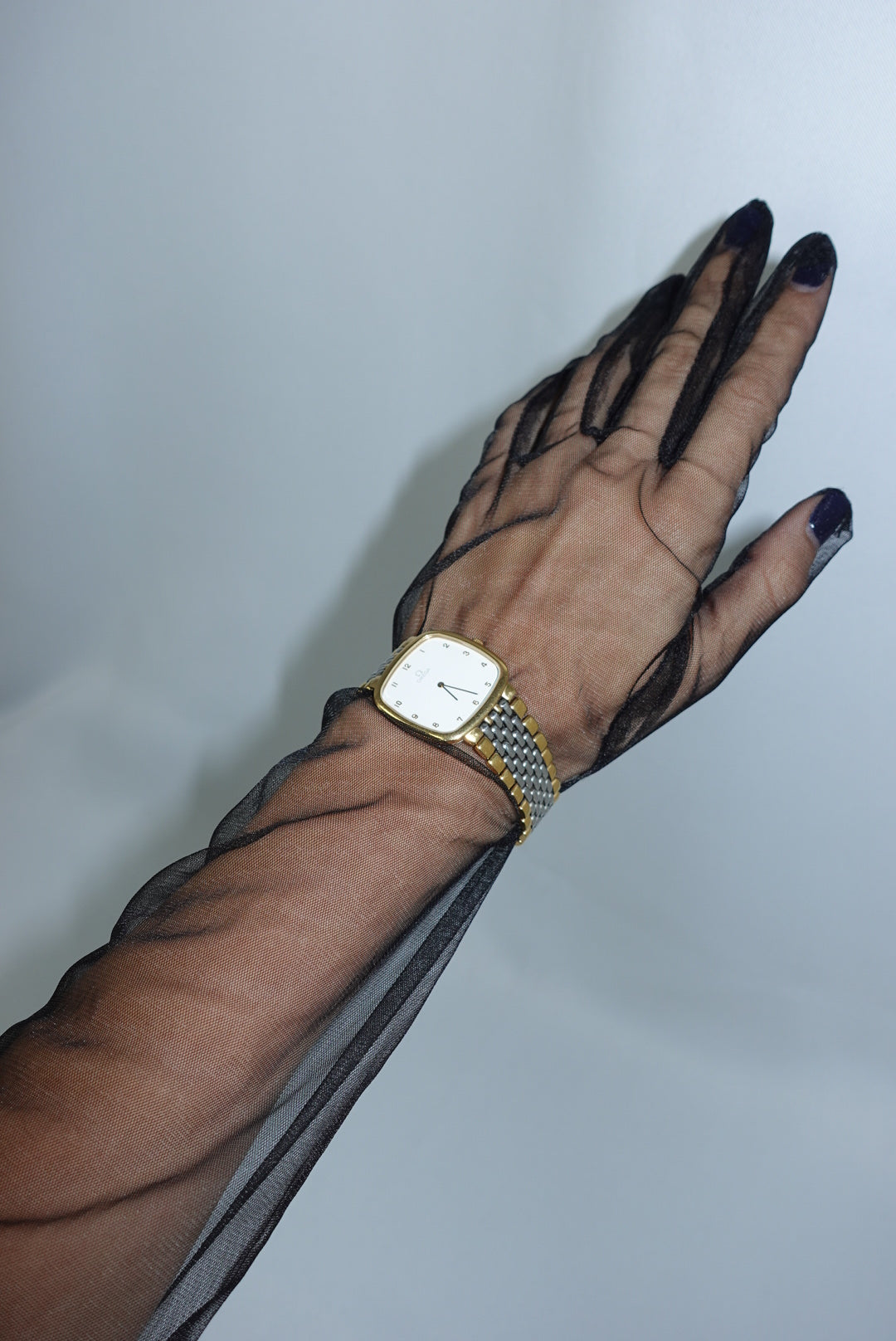 Orologio Omega De Ville rettangolare grande vintage color oro e argento