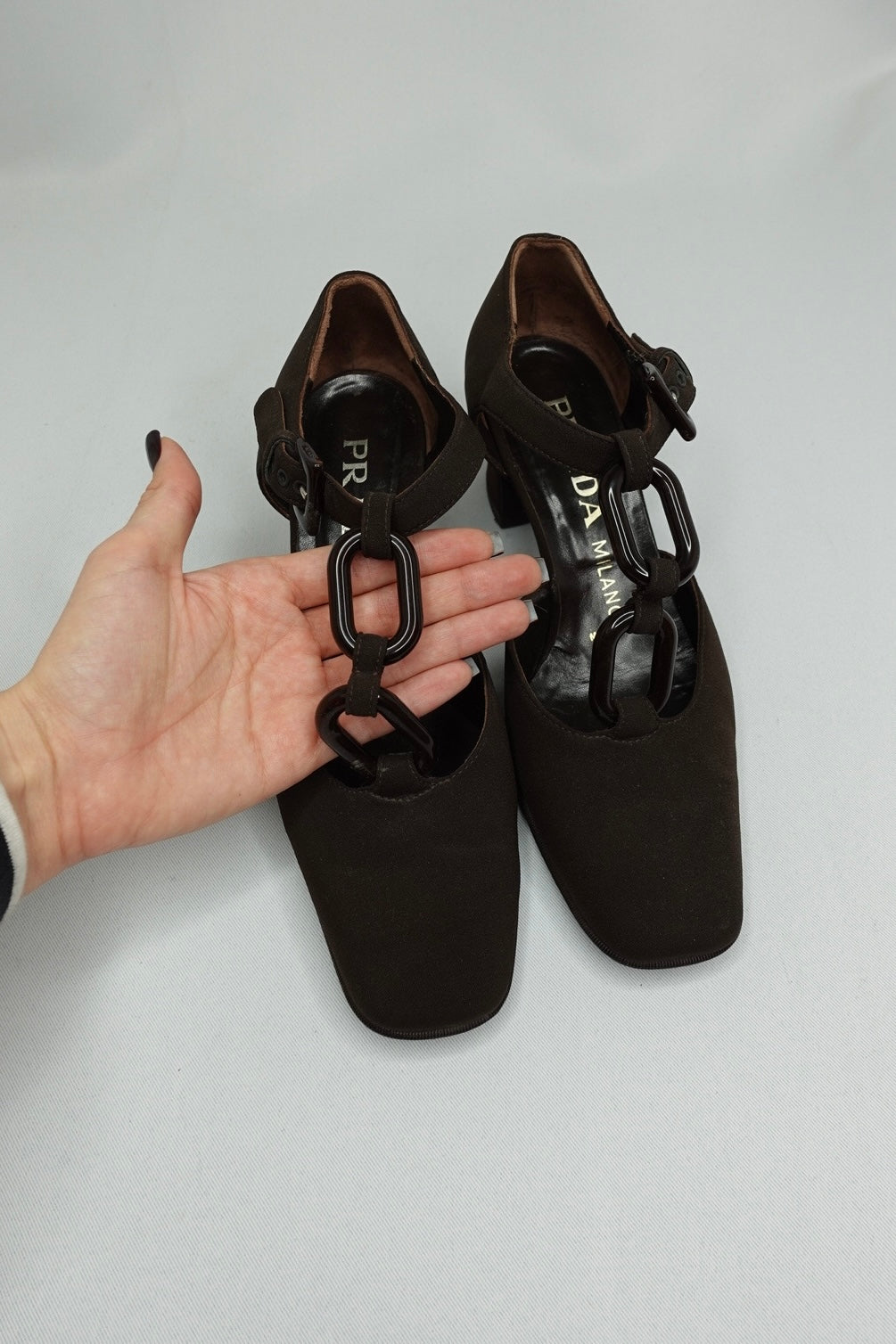 Vintage Prada Brown Tec. Fabric Pumps