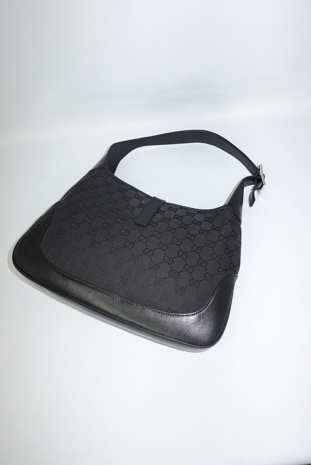 Gucci Vintage Jackie Black Shoulder Bag Silver Hardware Tom Ford Era 2002