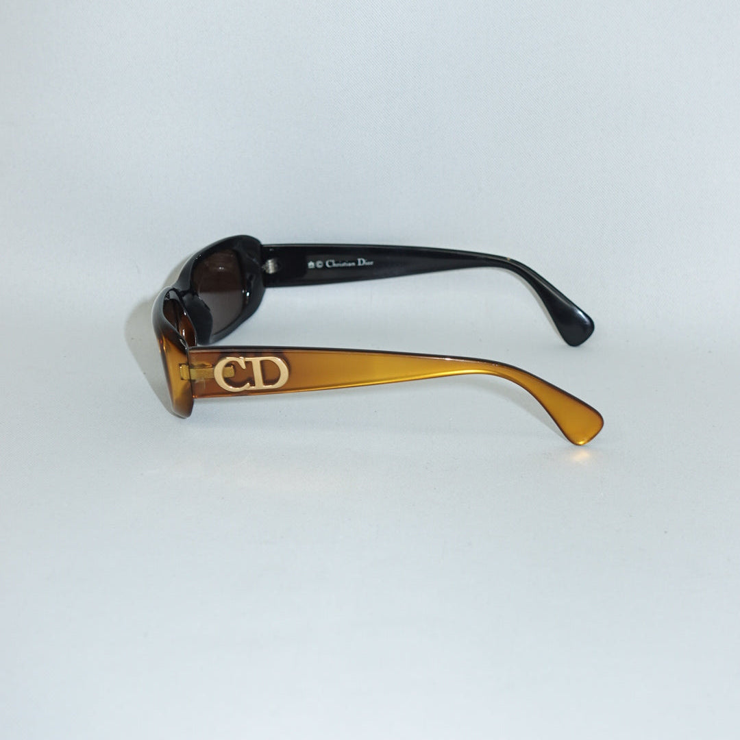 Occhiali da sole vintage marroni e gialli Christian Dior