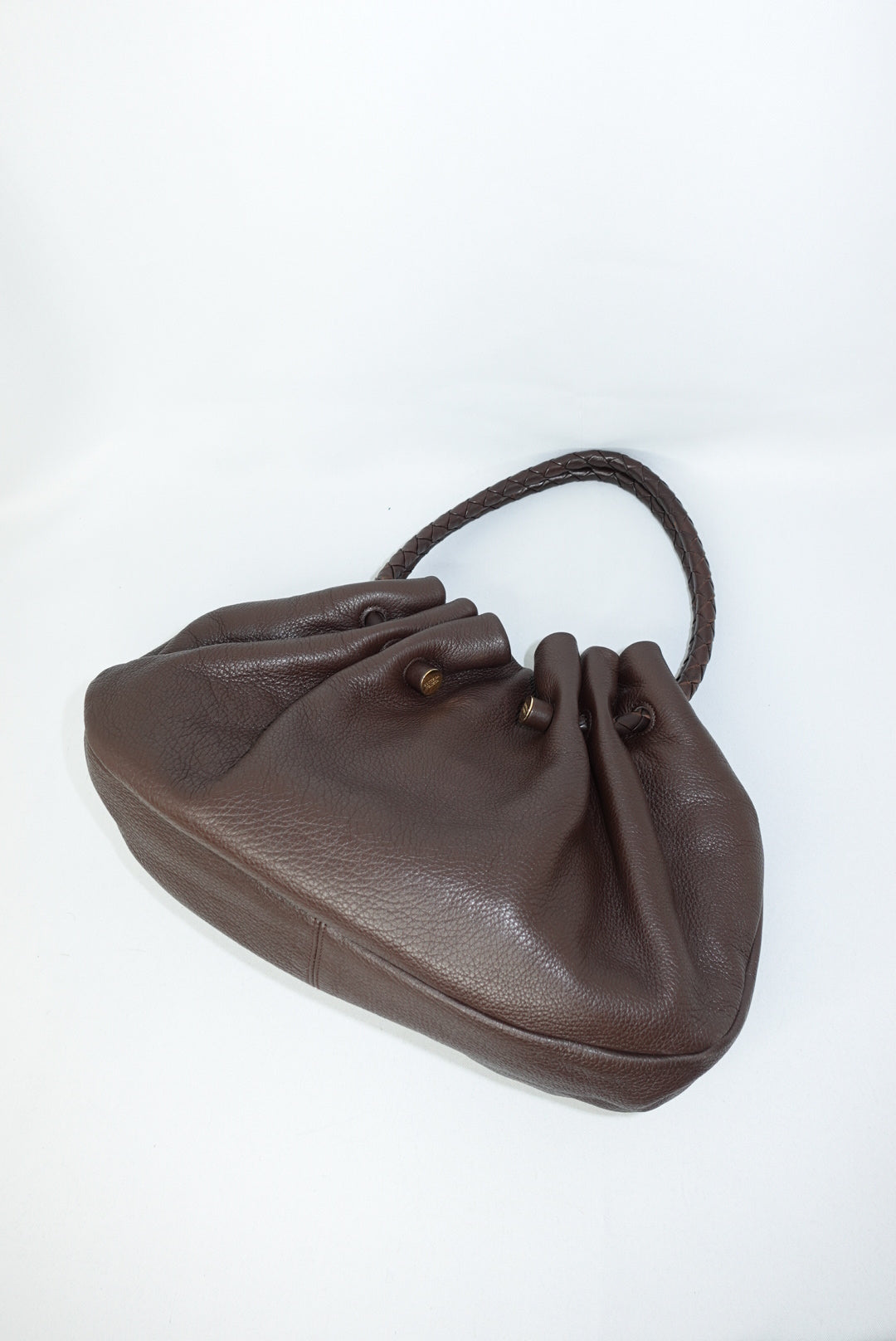 Bottega Veneta Vintage Brown Leather Hobo Bag with Gold-Tone Hardware
