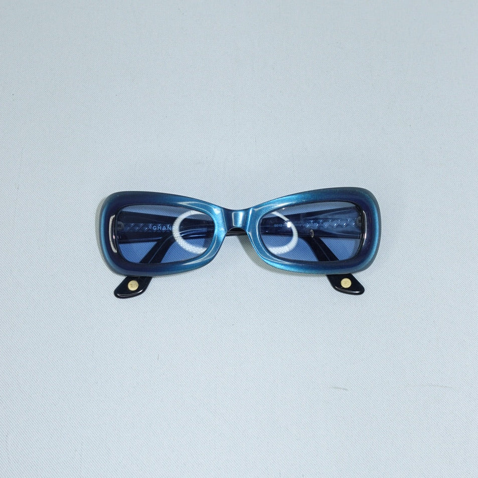 Chanel 2000s Gradient Blue Navy Sunglasses