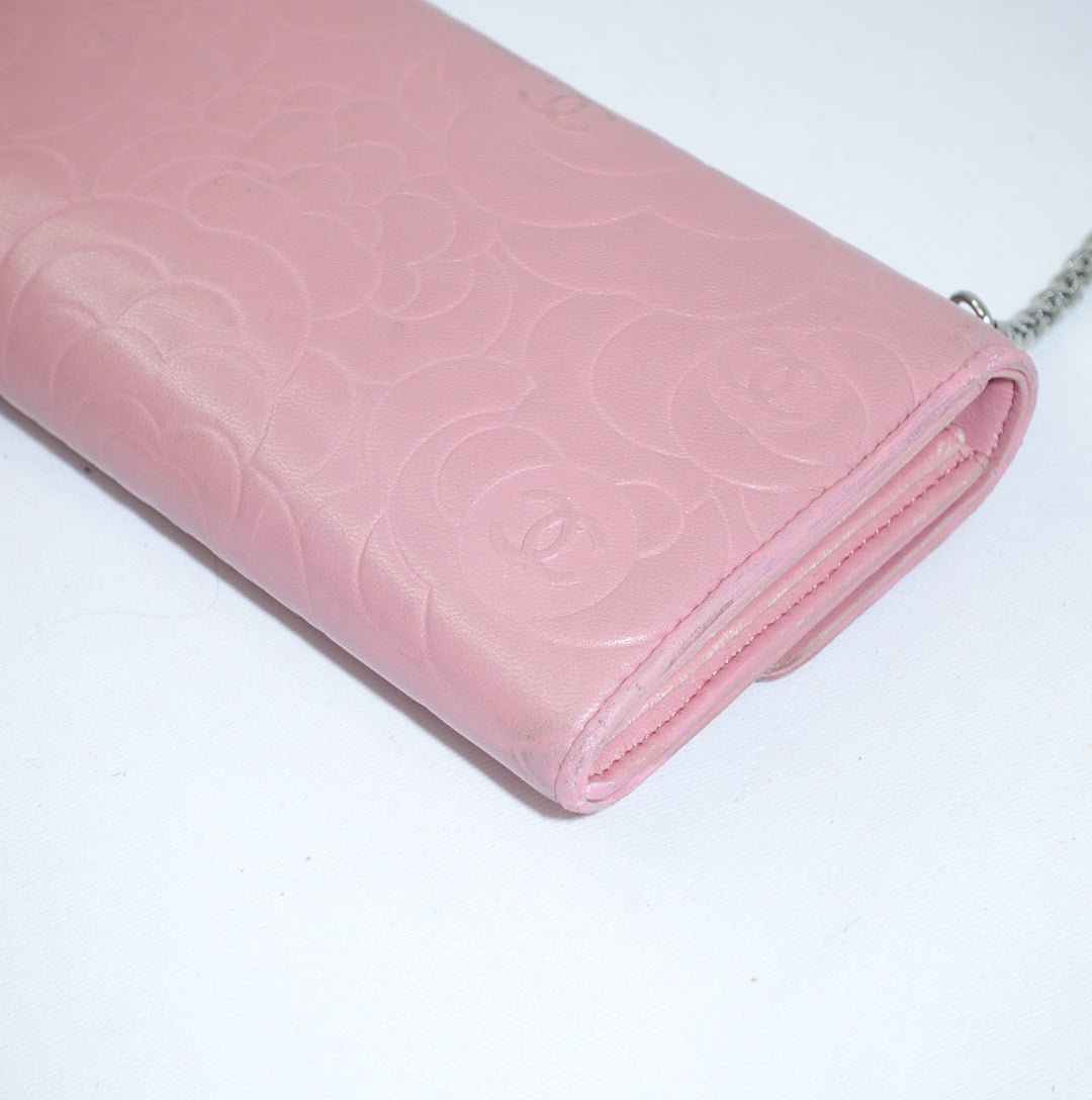 Chanel Pink Camelia Wallet w/Chain