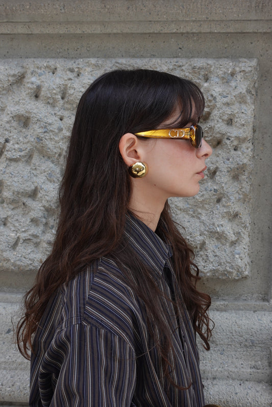 Stainless Steel Gold Toned Big Round Shaped Earrings