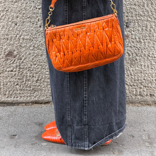 Miu Miu Orange Matelasse Shoulder Bag