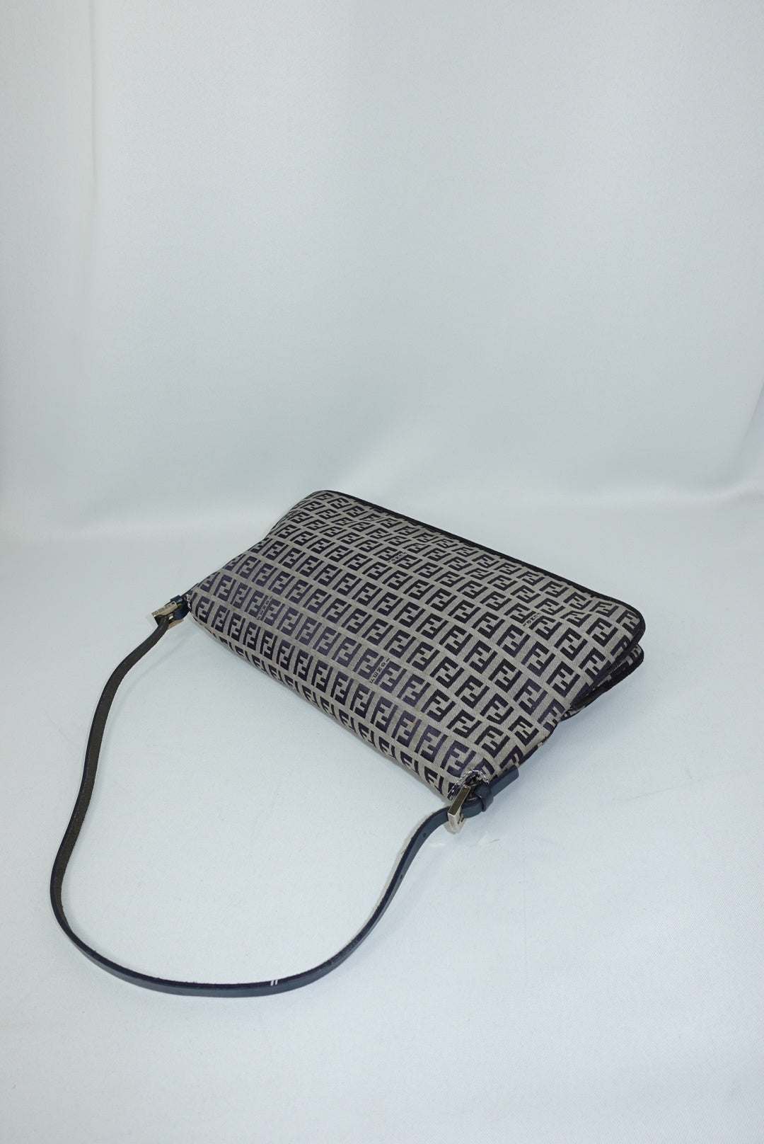 111. Fendi Zucchini Vintage Baguette in Navy Canvas Monogram