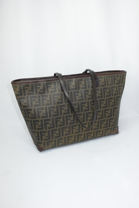 Fendi FF Zucca Brown Vintage Canvas Tote Bag