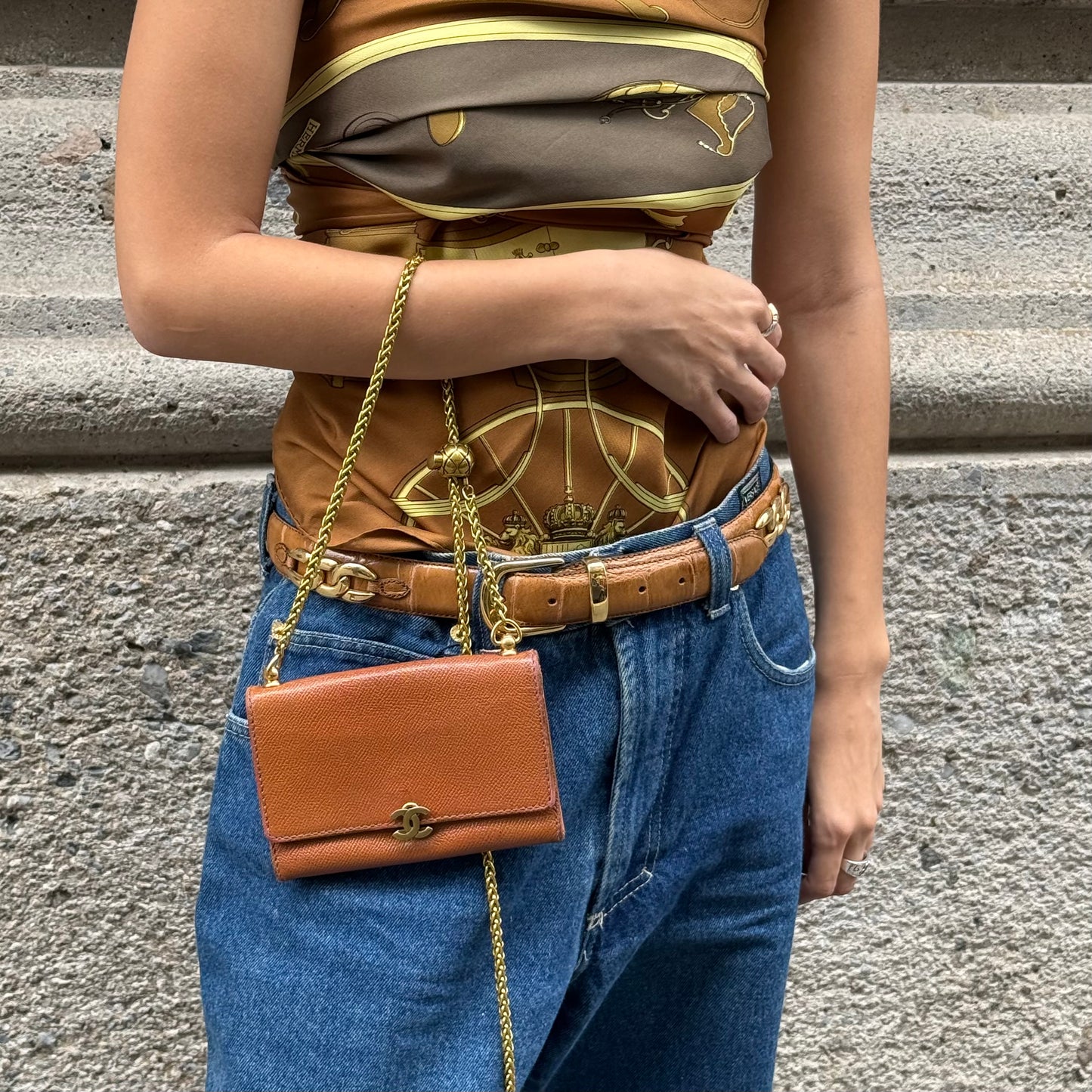 Chanel Caramel Wallet w/Chain