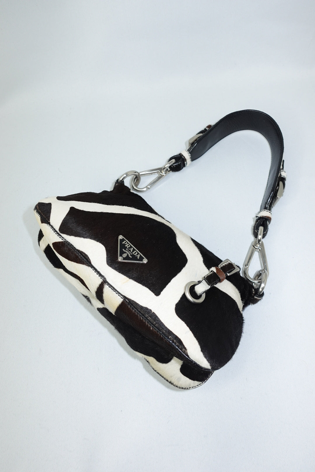 Prada 2000s Vintage Brown Pony Hair Shoulder Bag