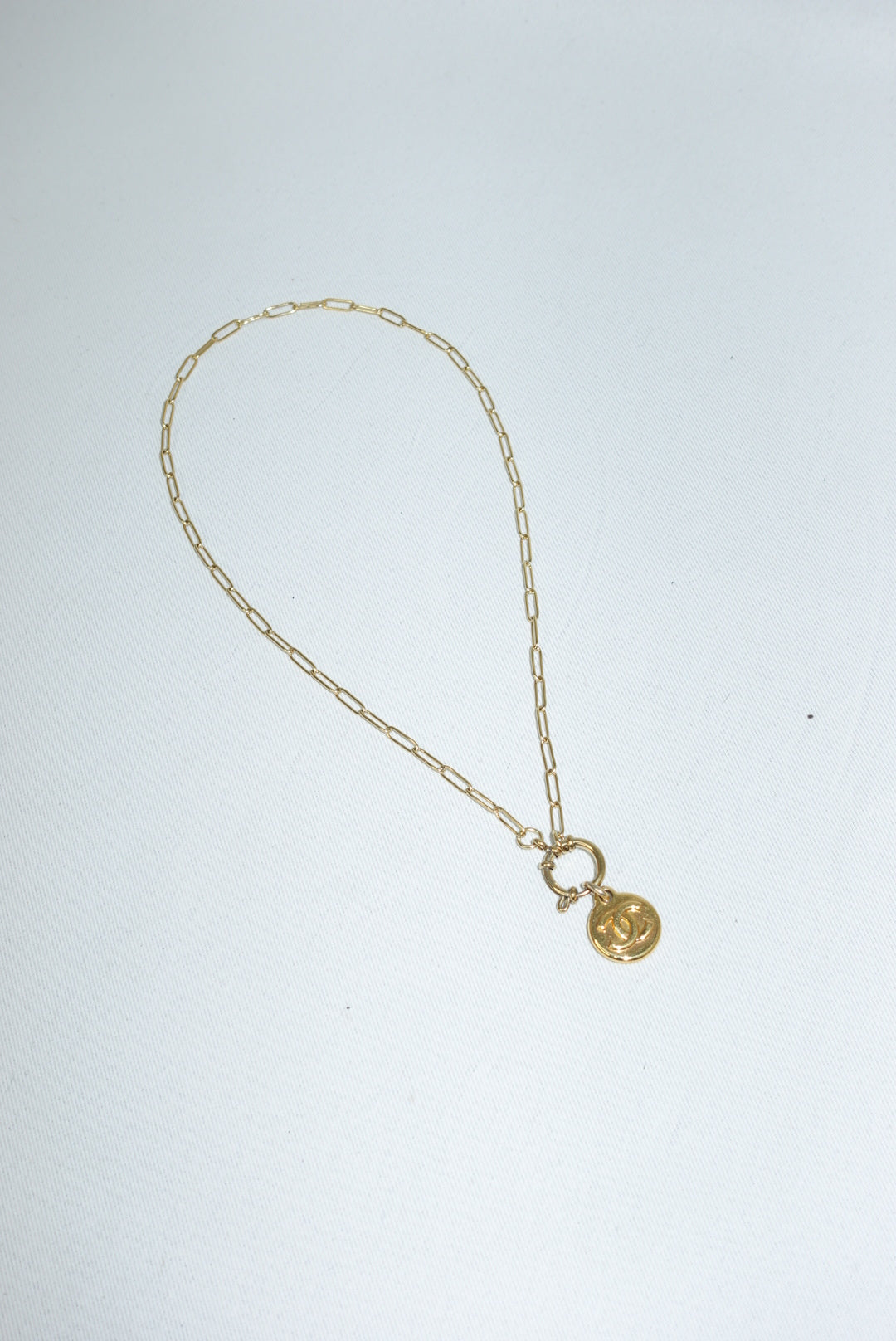 Authentic Chanel vintage pendant necklace in gold tone finish