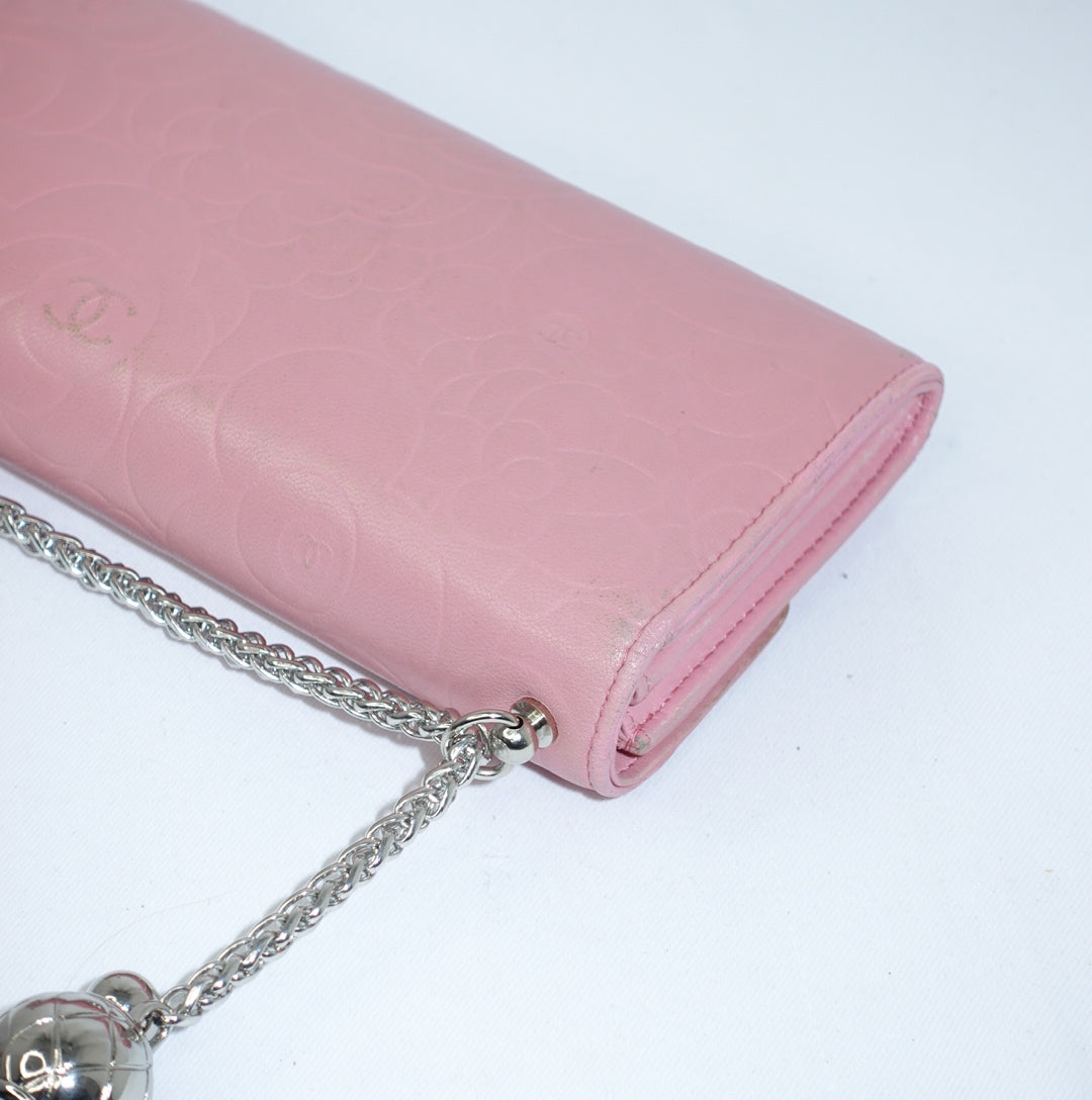 Chanel Pink Camelia Wallet w/Chain