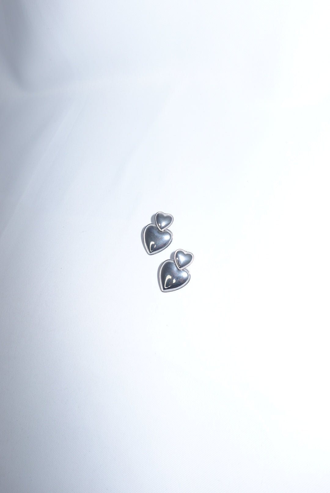 Stainless Steel Double Heart Silver Toned Earrings