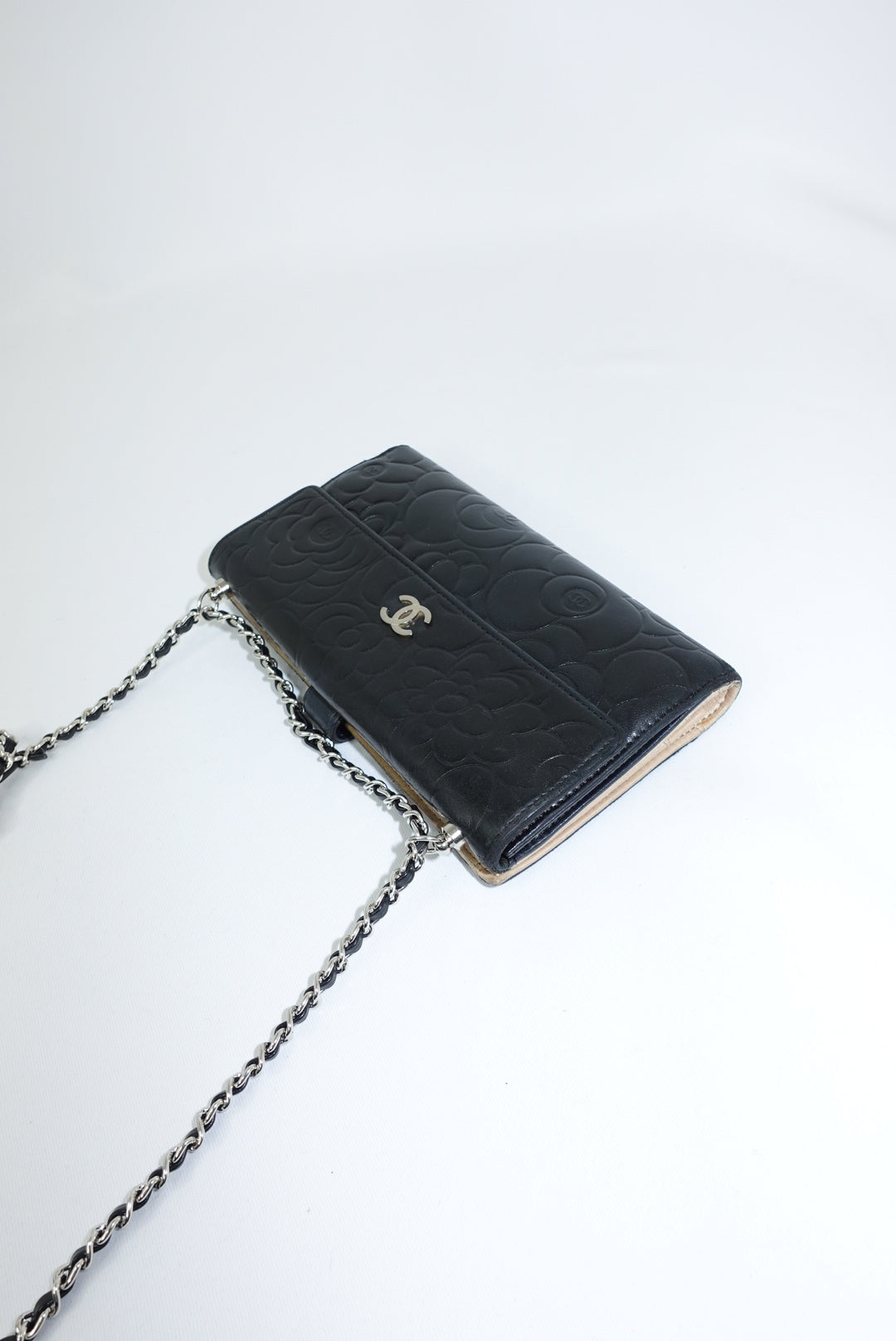 Chanel Re-Worked Flap Vintage Camellia Limited Edition Wallet with Chain