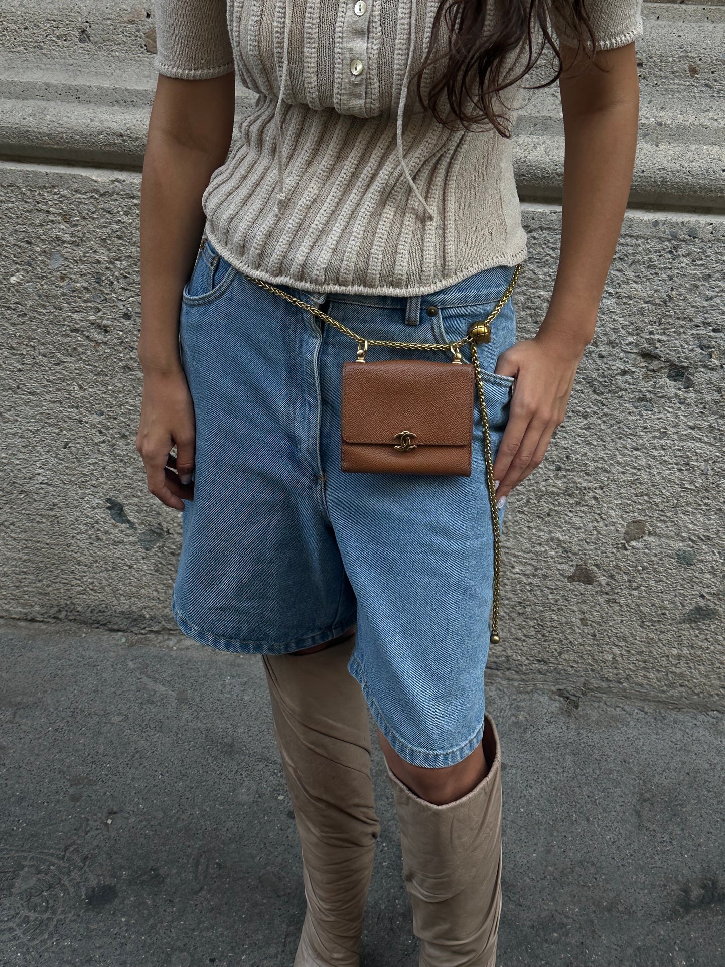 Re-Worked Chanel Vintage Caramel Brown Small W.O.C.
