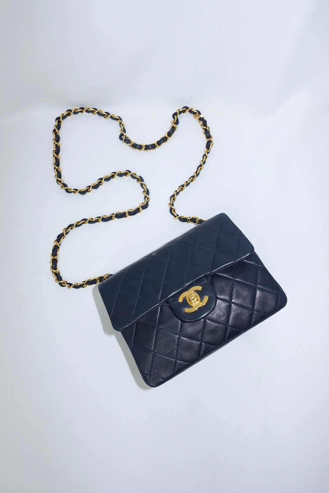 Chanel Timeless Mini Square Quilted Lambskin Navy