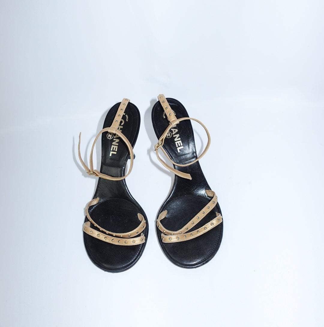 Chanel Gold Studs Sandals 38