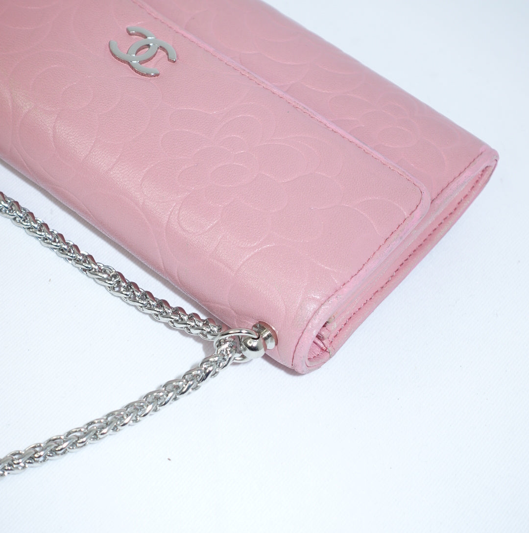 Chanel Pink Camelia Wallet w/Chain