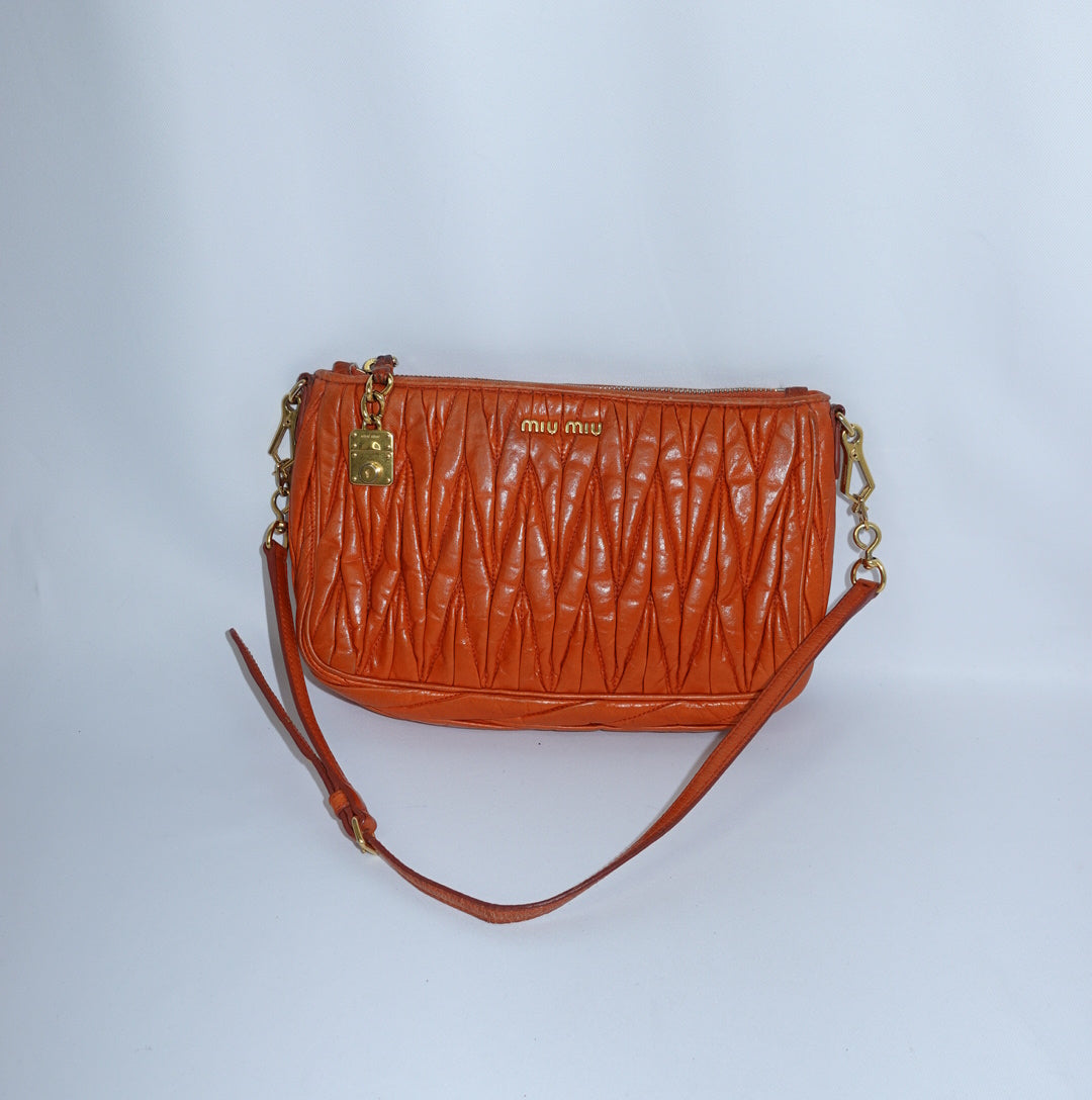 Miu Miu Orange Matelasse Shoulder Bag