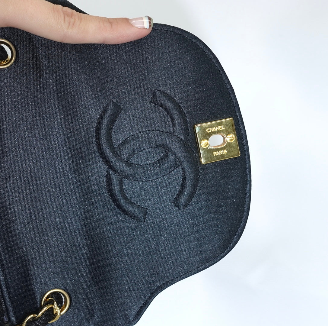Chanel Vintage Half Moon Satin Vintage Mini Bag