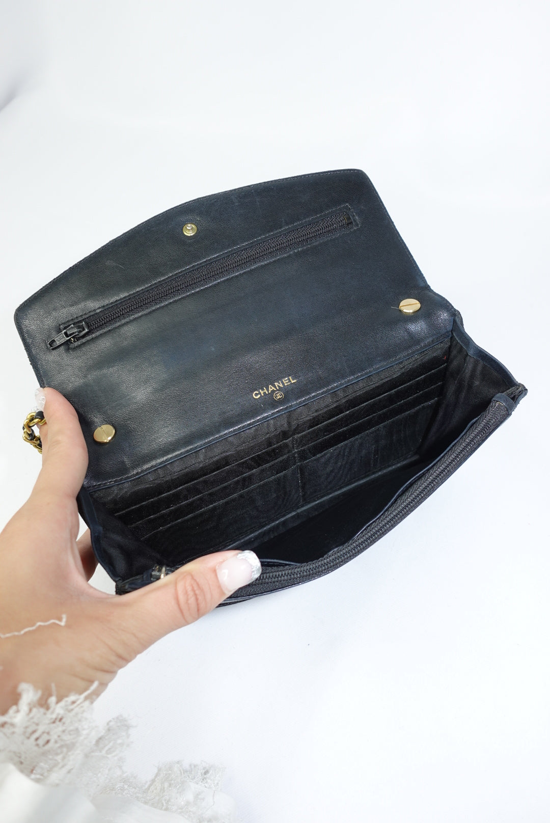 Chanel Re-Worked Vintage Flap W.O.C. Black Caviar CC logo