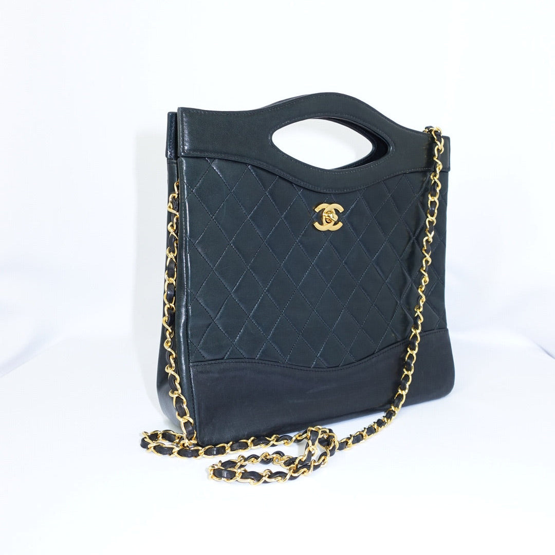 vintage chanel 2 way lambskin bag