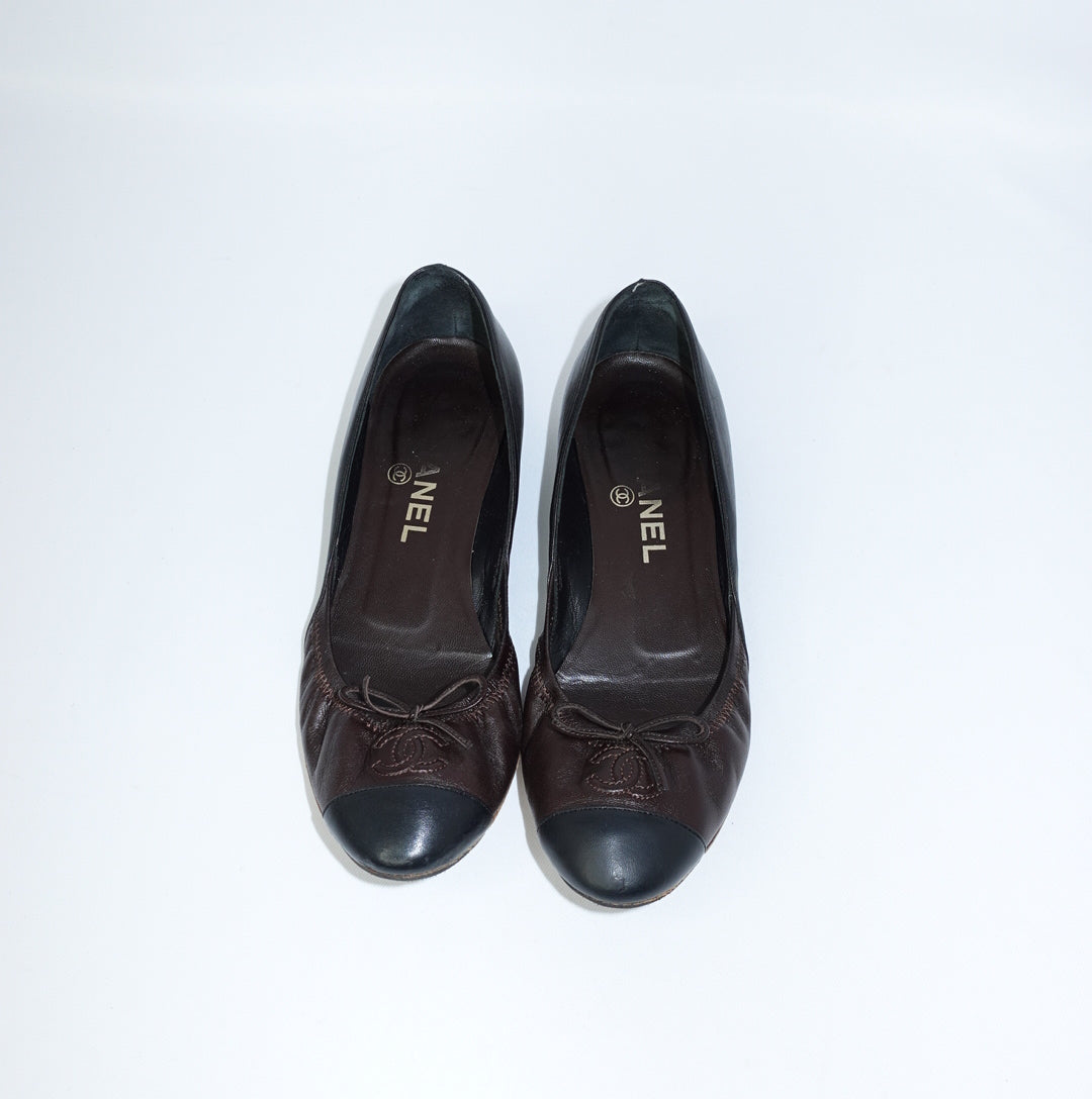 Chanel Brown Soft Ballet Flats 37