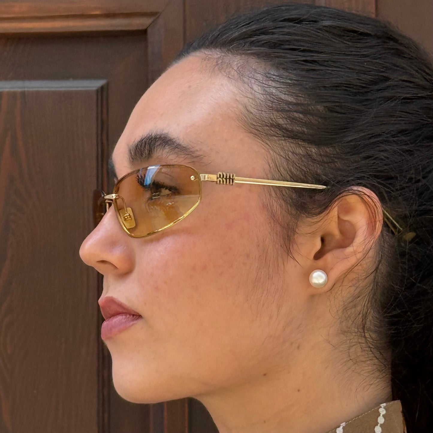 Miu Miu MU Gold Metal Frame Sunglasses