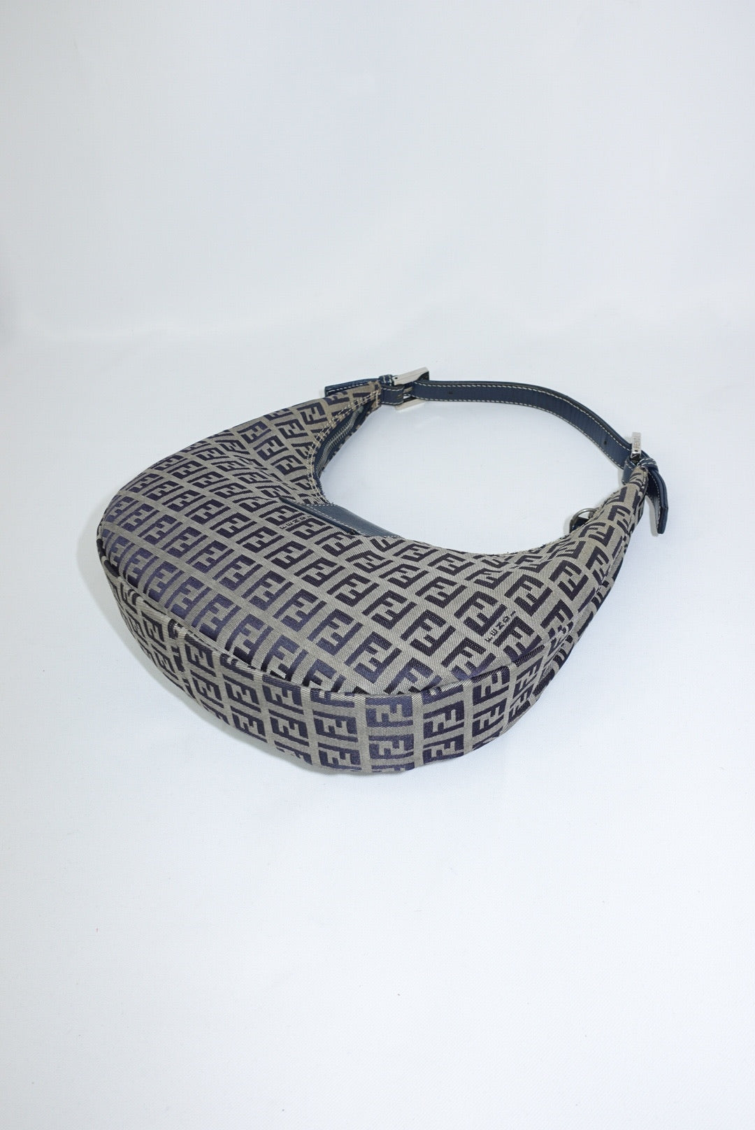 Fendi FF Zucchini Vintage Brown Canvas Vintage Croissant Bag