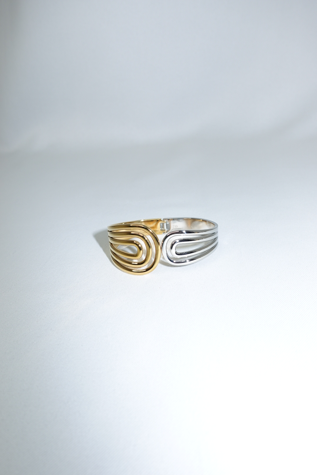Sculptural Open Stainless Steel Bangle
