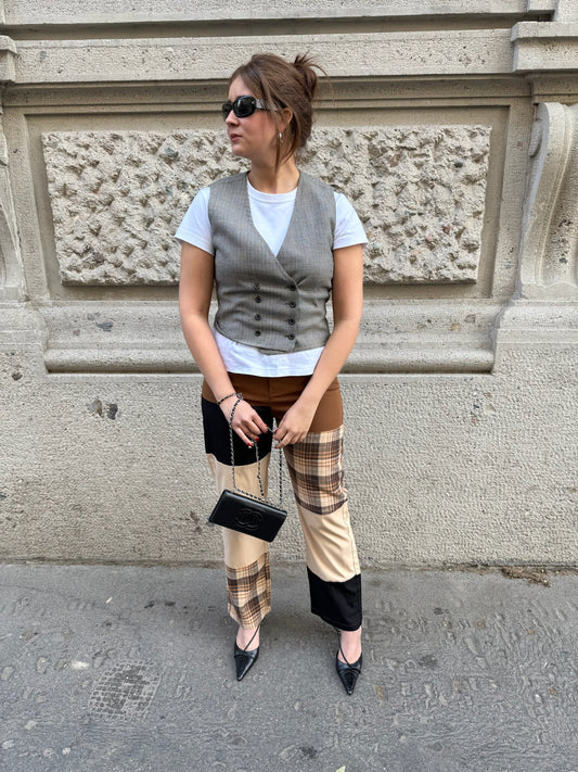 Brown, Beige & Black Patchy Vintage Pants