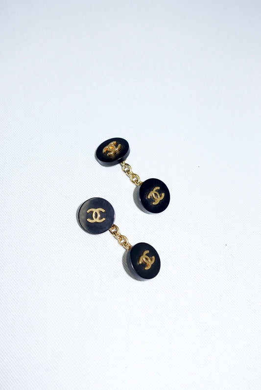Chanel Black and Gold Cufflinks