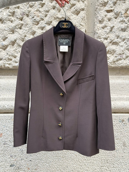 121. Chanel Dark Brown Wool Blazer