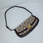  Vintage Céline brown monogram canvas shoulder bag with dark brown leather trim