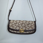 Vintage Céline brown monogram canvas shoulder bag with dark brown leather trim