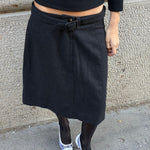 chanel black belted midi skirt front