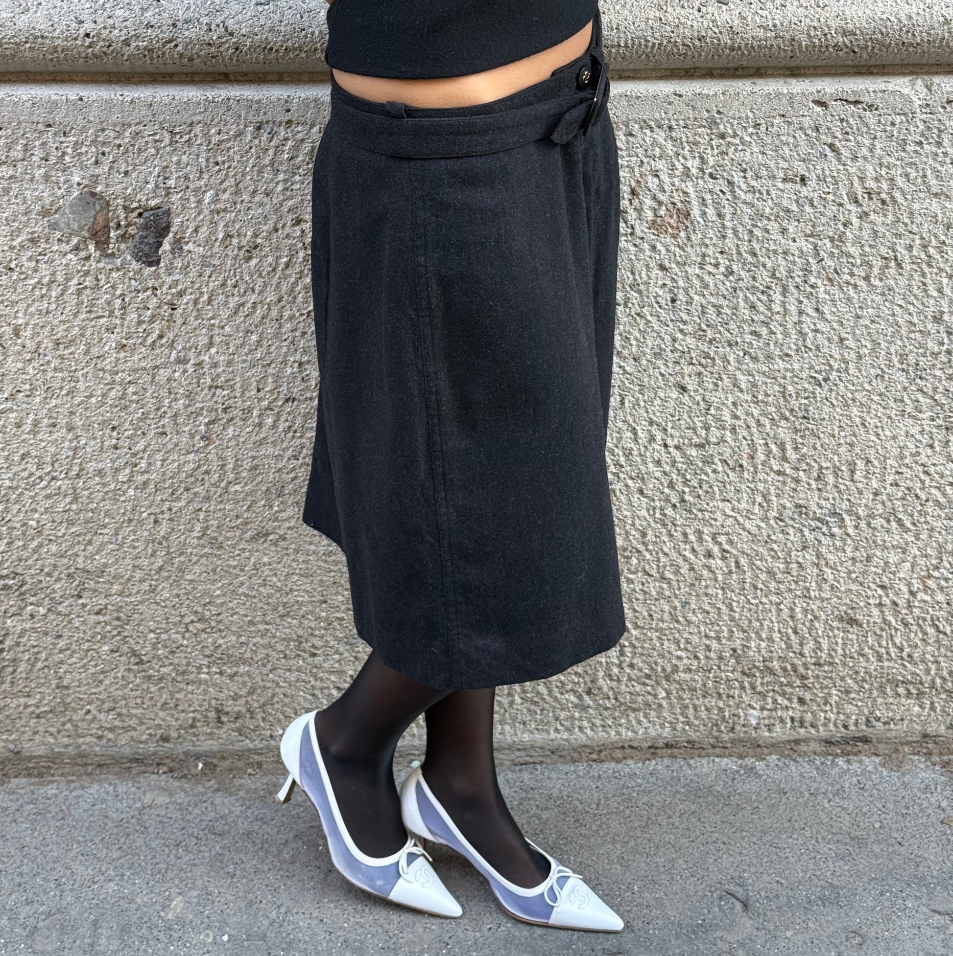 Chanel black belted skirt side