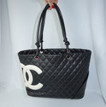    Chanel Cambon Tote Bag front view featuring iconic CC logo