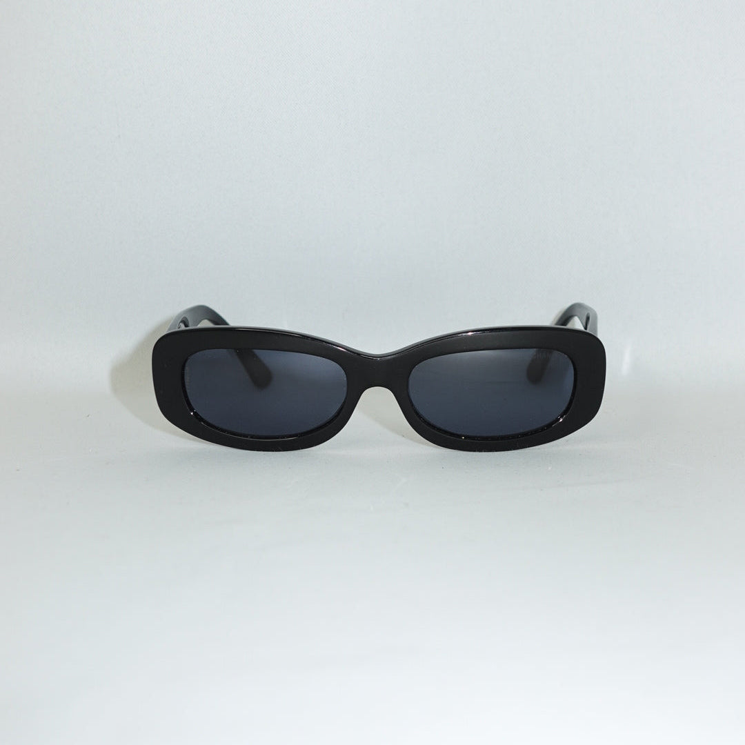 Chanel camellia black sunglasses front view